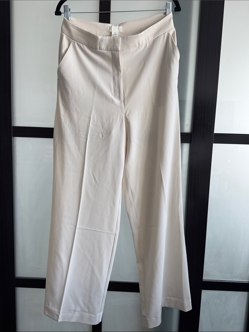 Womens Cream Wide-Leg Trousers